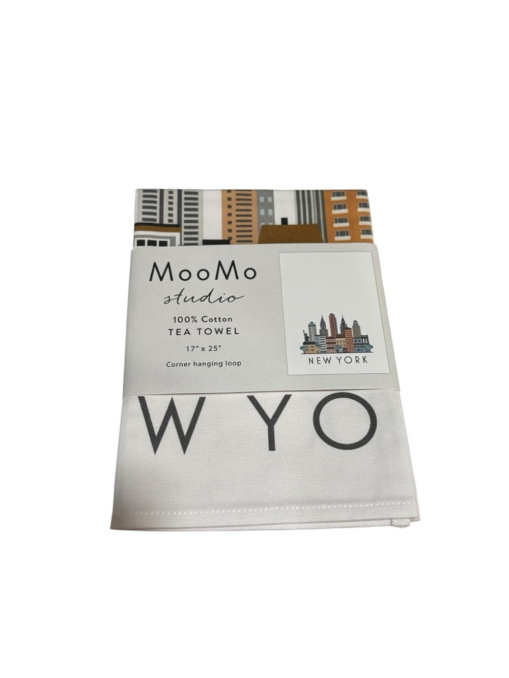 MooMo Studio New York Skyline Cityscape Tea Towel – 100% Cotton – 17x25 NWT
